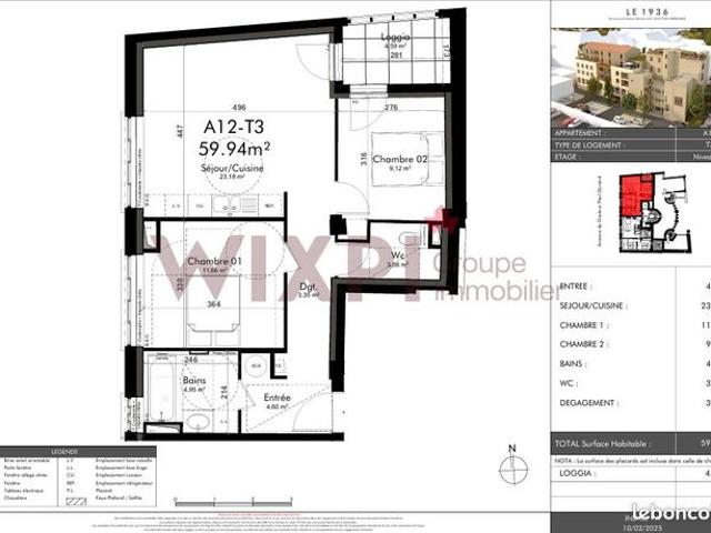 Studio 3 pièces 60 m²