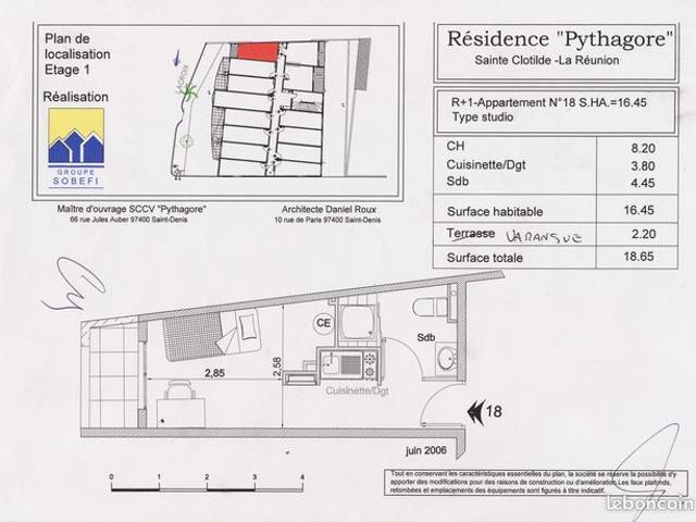 Studio 1 pièce 17 m²