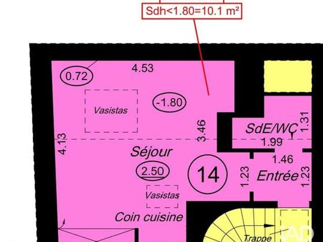 Studio 1 pièce 17 m²