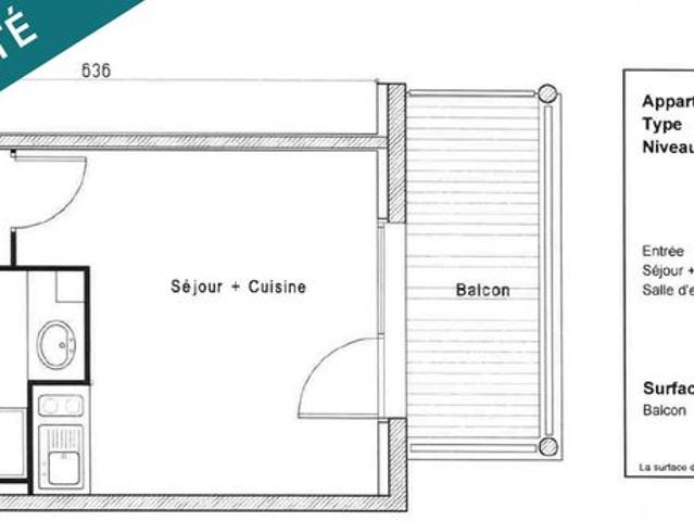 Studio 1 pièce 23 m²