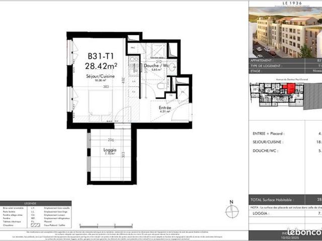 Studio 1 pièce 28 m²