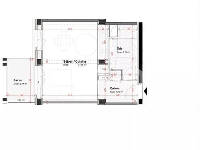 Studio 1 pièce 32 m²
