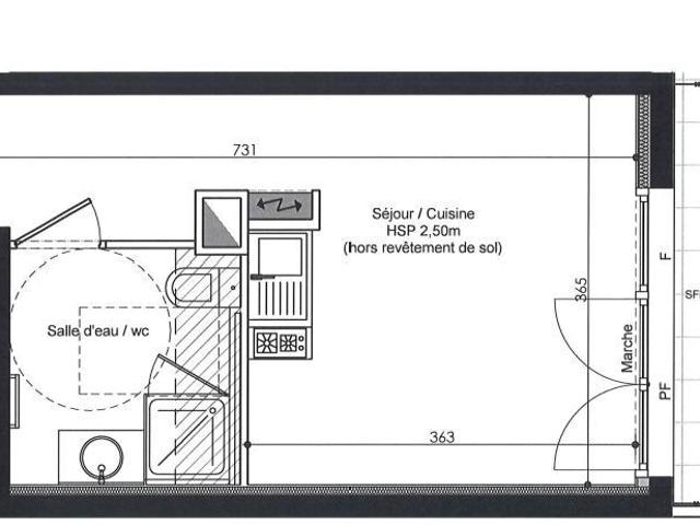 Studio 22 m²