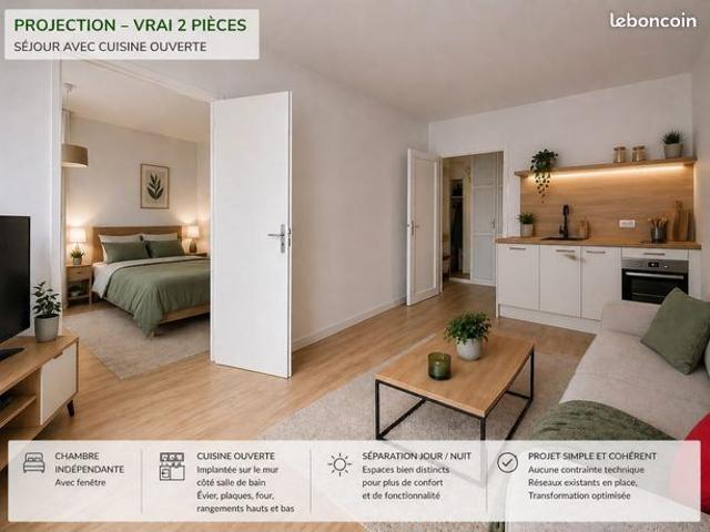 Studio 2 pièces 35 m²