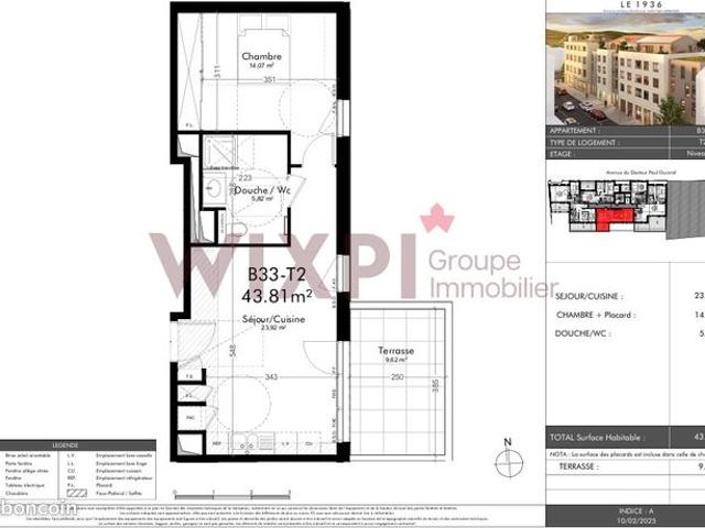 Studio 2 pièces 44 m²
