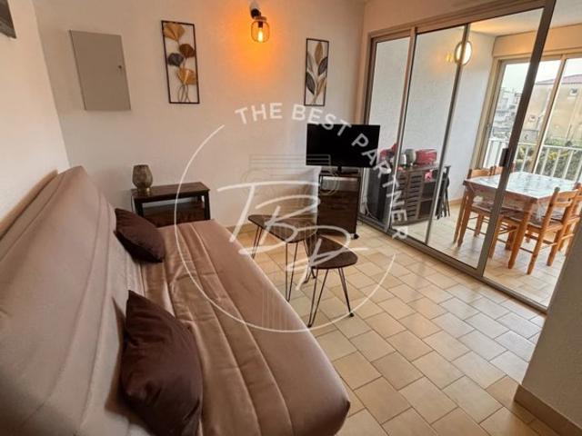 Studio cabine avec loggia et piscine Valras Plage