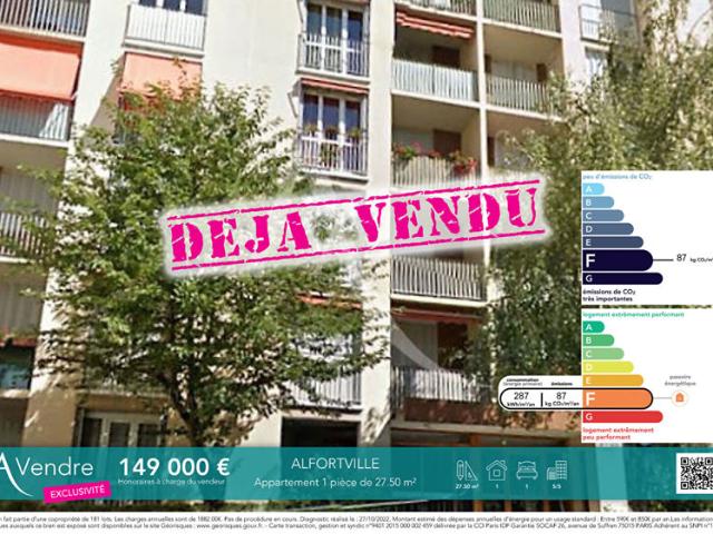 Studio Alfortville 27.41 m2 avec cave
