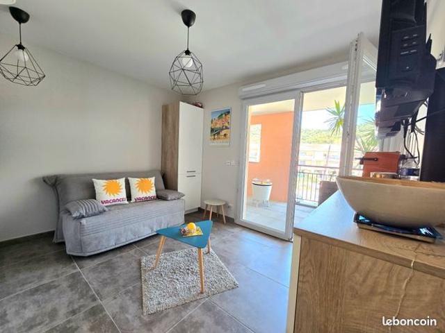 Studio avec belle terrasse dans residence avec piscine