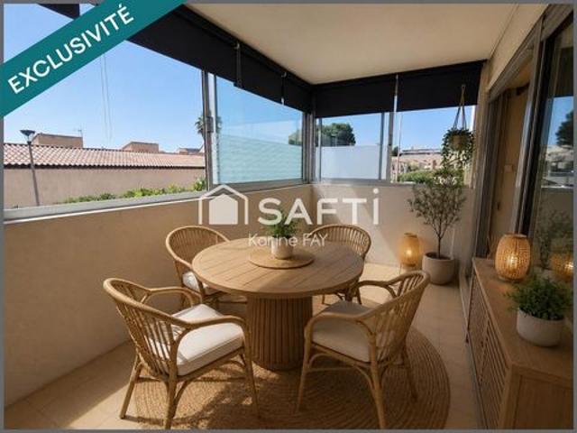 38 m² de lumière en bord de mer — Studio + vaste loggia, rare à Canet Sud