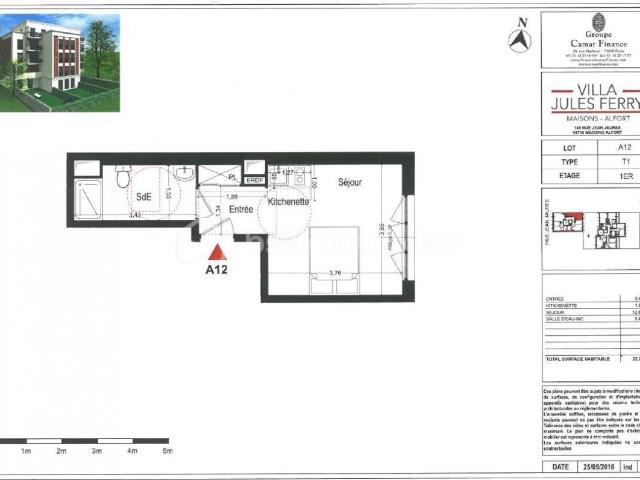 Studio dans un immeuble récent