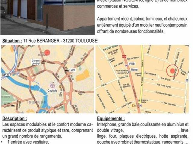 Studio de 28m2 à louer sur Toulouse