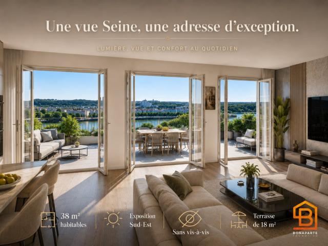 STUDIO EVOLUTIF EN 2 PIECES VUE SEINE TERRASSE SUD EST SANS VIS A VIS 1 pièce, 38 m²