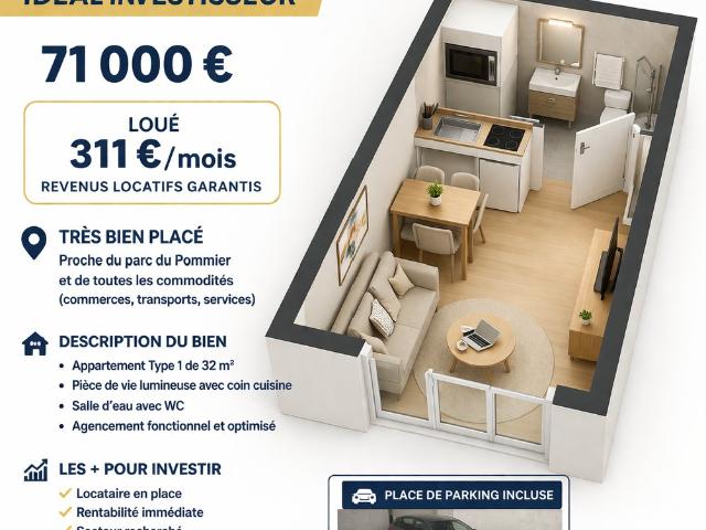 STUDIO INVESTISSEUR + PARKING RÉSIDENCE SERVICES BRON