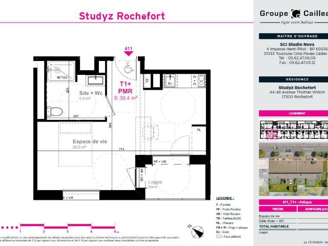 Studio meublé 30 m²