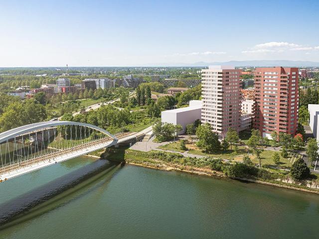 Studio prox tram et de la Clinique Rhéna, résidence face au Rhin !