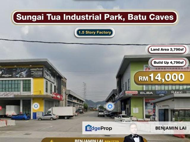 Sungai Tua Industrial Park, Batu Caves 1.5 Story Factory For Rent