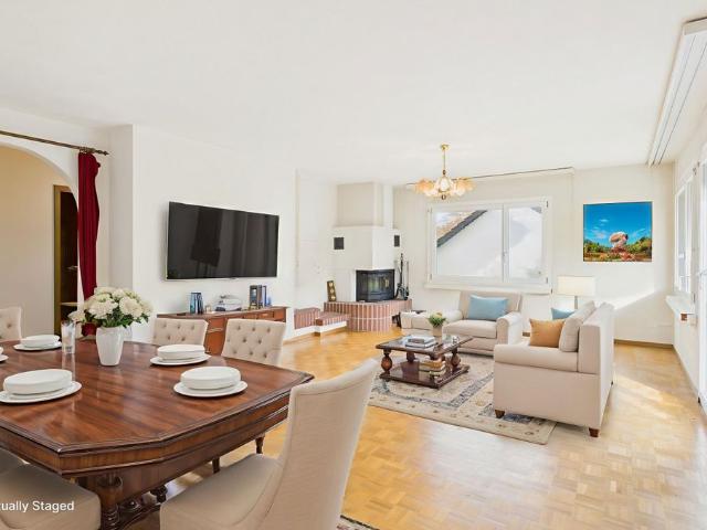 Sunny garden seating area, cozy fireplace, and newly renovated kitchen and bathroom