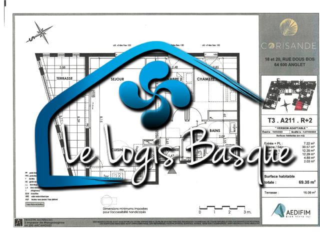 Superbe T3 récent au coeur d'ANGLET, commerces à pied