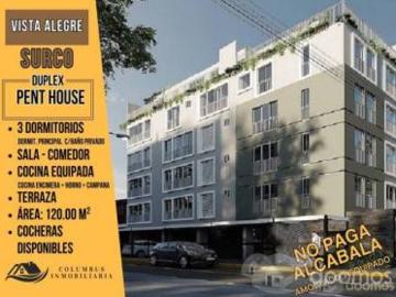 Surco VISTA ALEGRE – DÚPLEX Penthouse de 3dorm + Cocina Equipada + Terraza