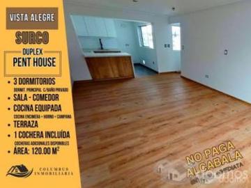 Surco VISTA ALEGRE – DÚPLEX Penthouse de 3dorm + Cocina Equipada + Terraza + Cochera