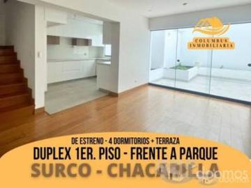 Surco CHACARILLA Dúplex PRIMER PISO Frente a PARQUE de 3 4dorm + Terraza + 2cocheras