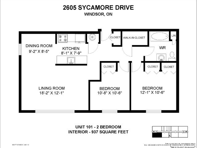 Sycamore Apartments 2 Bedroom Apartment for Rent at 2625 2601 2625 Sycamore Drive, Windsor, ON N8T 2Y8 Forest Glade